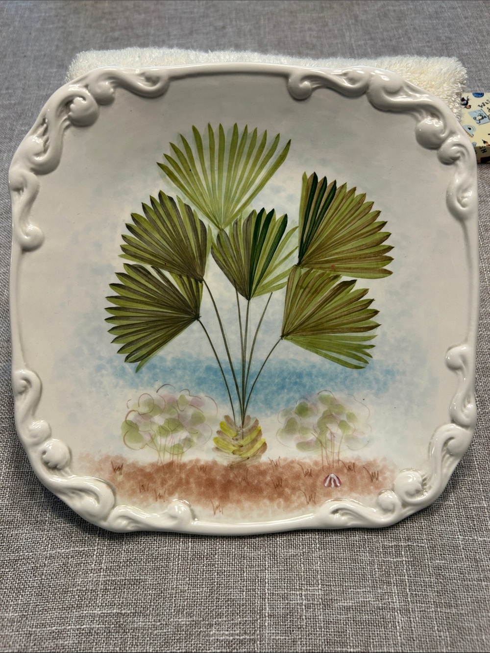 American Atelier At Home "By The Sea" Ironstone Plate - White with Black Mark